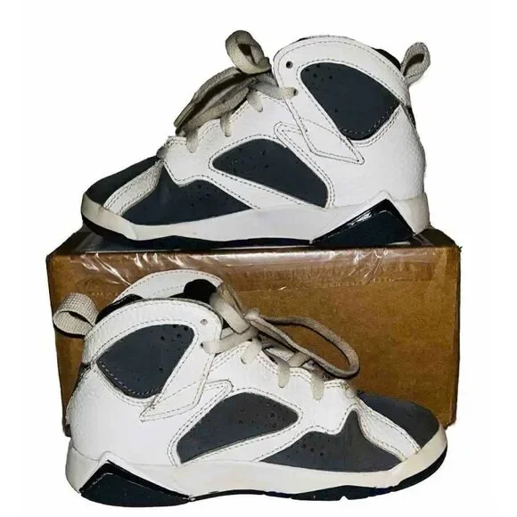 Nike Air Jordan 7 Retro Boys 11c Flint White Varsity Purple Grey DJ2778-100 - Picture 2 of 6